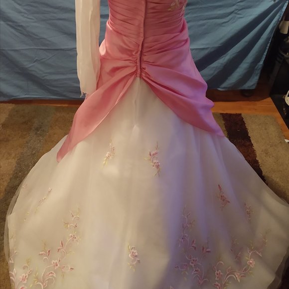 Pink and White Flower Prom Dress - Picture 6 of 6